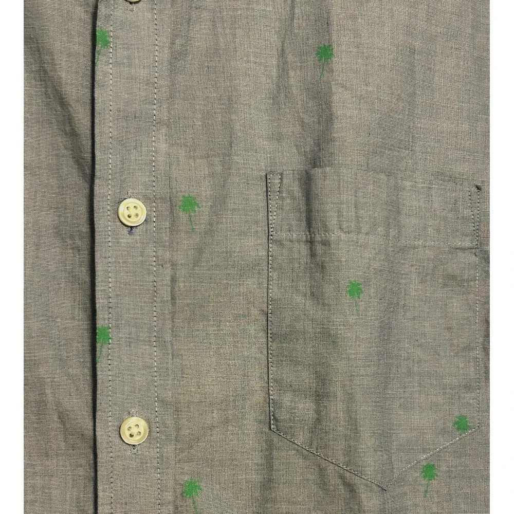 Banana Republic Blue AOP Palm trees Slim Untuck LongSleeve shirt Geometric LARGE